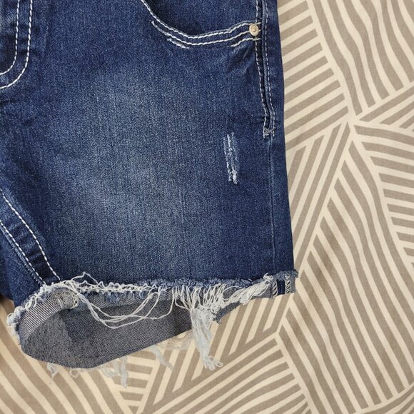Amethyst Denim Jean Shorts Size 10 11 34" Waist Medium wash Embroidered Pockets - Picture 3 of 6